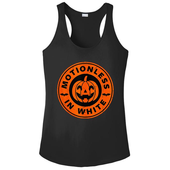 Motionlesses In White Pumpkin Scary Halloween Ladies PosiCharge Competitor Racerback Tank