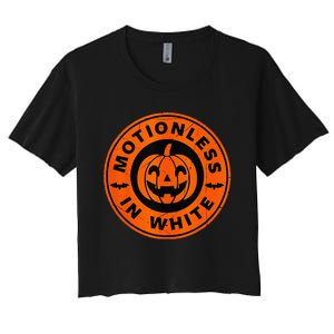 Motionlesses In White Pumpkin Scary Halloween Women's Crop Top Tee