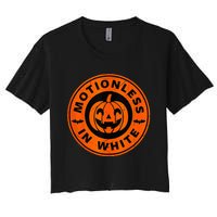 Motionlesses In White Pumpkin Scary Halloween Women's Crop Top Tee