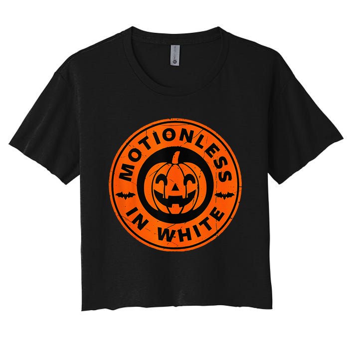 Motionlesses In White Pumpkin Scary Halloween Women's Crop Top Tee