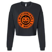 Motionlesses In White Pumpkin Scary Halloween Cropped Pullover Crew