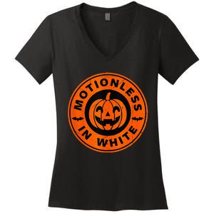 Motionlesses In White Pumpkin Scary Halloween Women's V-Neck T-Shirt