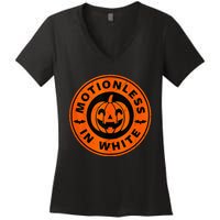 Motionlesses In White Pumpkin Scary Halloween Women's V-Neck T-Shirt