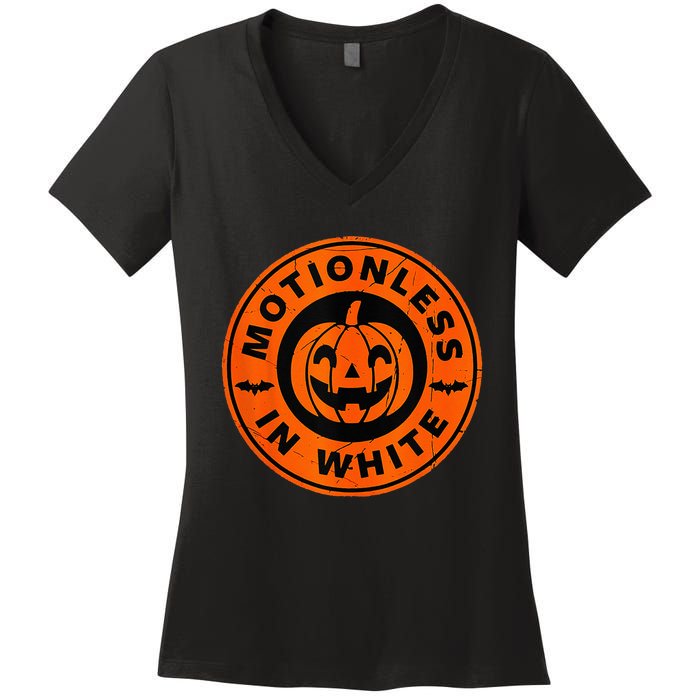 Motionlesses In White Pumpkin Scary Halloween Women's V-Neck T-Shirt