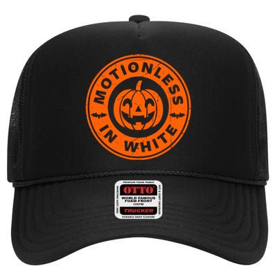 Motionlesses In White Pumpkin Scary Halloween High Crown Mesh Back Trucker Hat