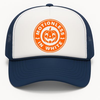 Motionlesses In White Pumpkin Scary Halloween Trucker Hat