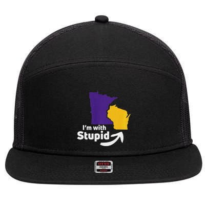 Minnesota Im With Stupid Wisconsin Hater 7 Panel Mesh Trucker Snapback Hat