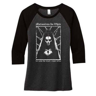 Motionless In White Let Now The Dead Come Alive Women's Tri-Blend 3/4-Sleeve Raglan Shirt