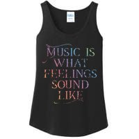 Music Is What Feelings Sound Like Rainbow Letters Ladies Essential Tank