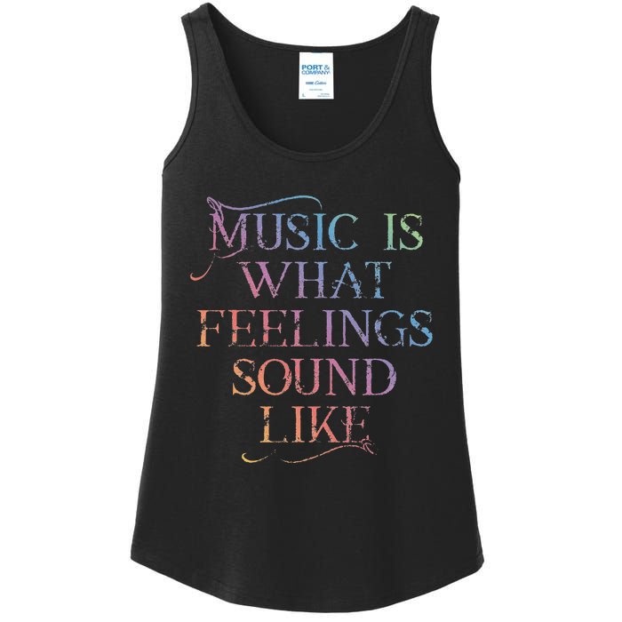 Music Is What Feelings Sound Like Rainbow Letters Ladies Essential Tank