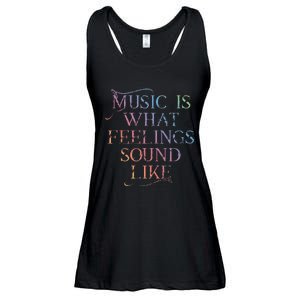 Music Is What Feelings Sound Like Rainbow Letters Ladies Essential Flowy Tank