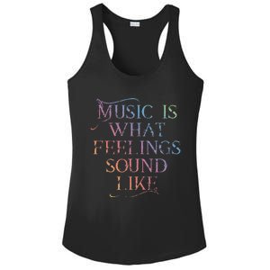 Music Is What Feelings Sound Like Rainbow Letters Ladies PosiCharge Competitor Racerback Tank