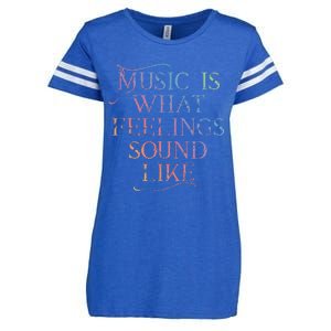 Music Is What Feelings Sound Like Rainbow Letters Enza Ladies Jersey Football T-Shirt