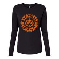 Motionlesses In White Pumpkin Scary Halloween Vintage Womens Cotton Relaxed Long Sleeve T-Shirt