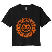 Motionlesses In White Pumpkin Scary Halloween Vintage Women's Crop Top Tee