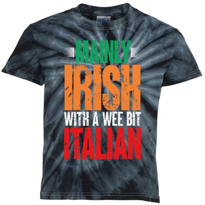 Mainly Irish With A Wee Bit Italian Funny Irish Italian Kids Tie-Dye T-Shirt