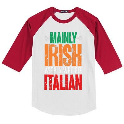 Mainly Irish With A Wee Bit Italian Funny Irish Italian Kids Colorblock Raglan Jersey