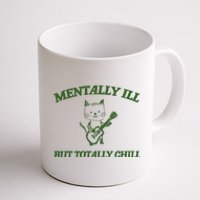 Mentally Ill Yet Totally Chill Funny Self Care Cute Little Guitar Playing Kitty Coffee Mug