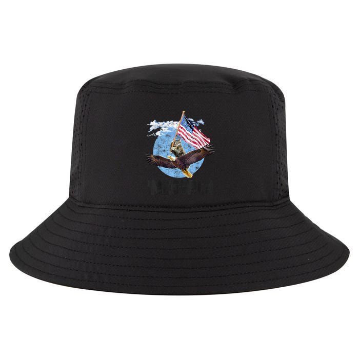 Meowica July 4h Funny Cat Bald Eagle American Flag Cool Comfort Performance Bucket Hat