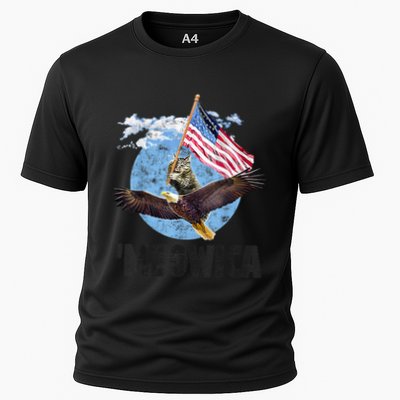 Meowica July 4h Funny Cat Bald Eagle American Flag Performance Shirt