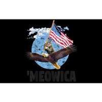 Meowica July 4h Funny Cat Bald Eagle American Flag Bumper Sticker