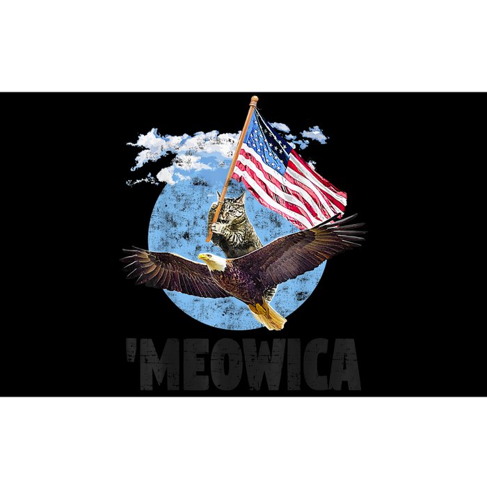 Meowica July 4h Funny Cat Bald Eagle American Flag Bumper Sticker