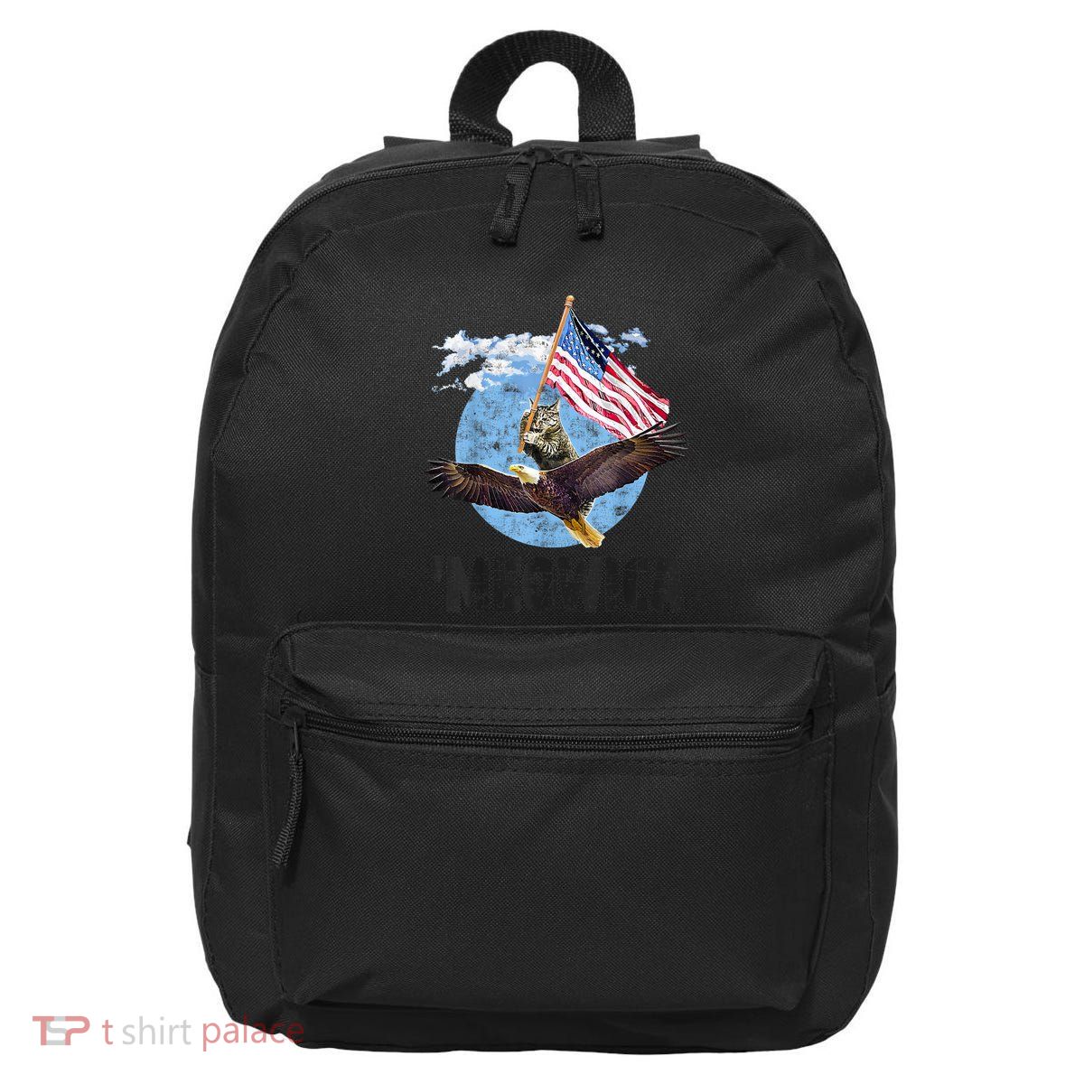 Meowica July 4h Funny Cat Bald Eagle American Flag 16 in Basic Backpack