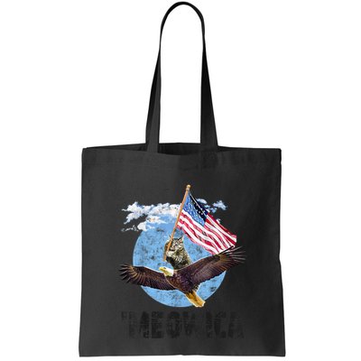 Meowica July 4h Funny Cat Bald Eagle American Flag Bag