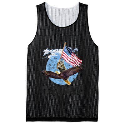 Meowica July 4h Funny Cat Bald Eagle American Flag Mesh Reversible Basketball Jersey Tank
