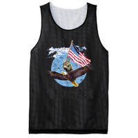 Meowica July 4h Funny Cat Bald Eagle American Flag Mesh Reversible Basketball Jersey Tank