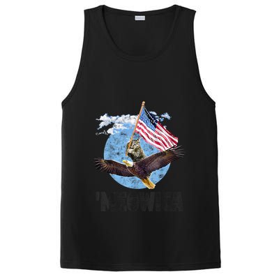 Meowica July 4h Funny Cat Bald Eagle American Flag PosiCharge Competitor Tank