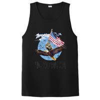 Meowica July 4h Funny Cat Bald Eagle American Flag PosiCharge Competitor Tank