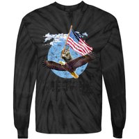 Meowica July 4h Funny Cat Bald Eagle American Flag Tie-Dye Long Sleeve Shirt