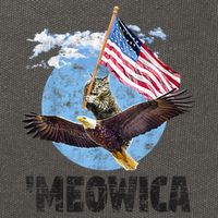 Meowica July 4h Funny Cat Bald Eagle American Flag Cotton Canvas Backpack