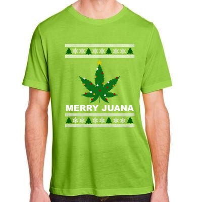 Merry Juana 420 Cannabis Weed Marijuana Ugly Christmas Cool Gift Adult ChromaSoft Performance T-Shirt