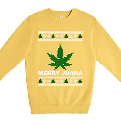 Merry Juana 420 Cannabis Weed Marijuana Ugly Christmas Cool Gift Premium Crewneck Sweatshirt