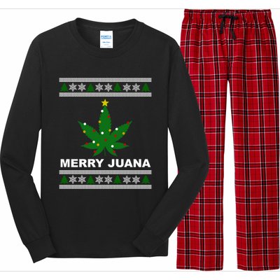 Merry Juana 420 Cannabis Weed Marijuana Ugly Christmas Cool Gift Long Sleeve Pajama Set