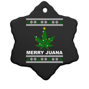 Merry Juana 420 Cannabis Weed Marijuana Ugly Christmas Cool Gift Ceramic Star Ornament