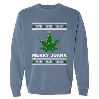 Merry Juana 420 Cannabis Weed Marijuana Ugly Christmas Cool Gift Garment-Dyed Sweatshirt