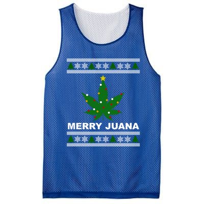 Merry Juana 420 Cannabis Weed Marijuana Ugly Christmas Cool Gift Mesh Reversible Basketball Jersey Tank