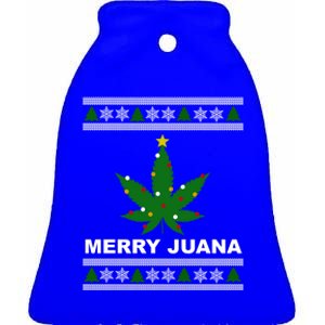 Merry Juana 420 Cannabis Weed Marijuana Ugly Christmas Cool Gift Ceramic Bell Ornament