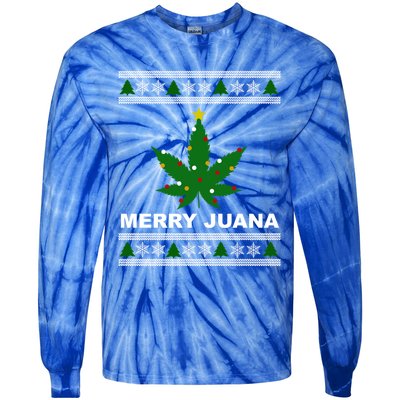 Merry Juana 420 Cannabis Weed Marijuana Ugly Christmas Cool Gift Tie-Dye Long Sleeve Shirt