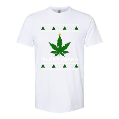 Merry Juana 420 Cannabis Weed Marijuana Ugly Christmas Cool Gift Softstyle CVC T-Shirt