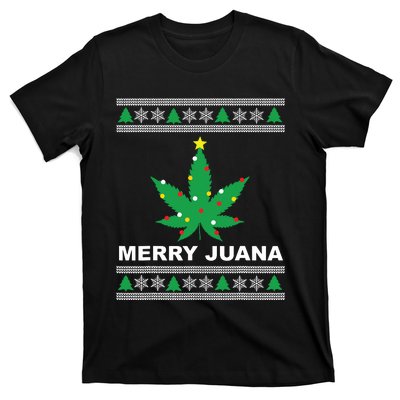 Merry Juana 420 Cannabis Weed Marijuana Ugly Christmas T-Shirt