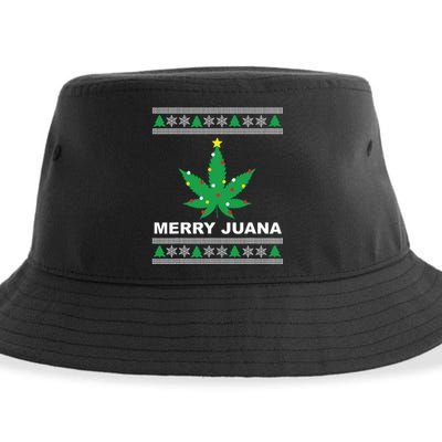 Merry Juana 420 Cannabis Weed Marijuana Ugly Christmas Sustainable Bucket Hat