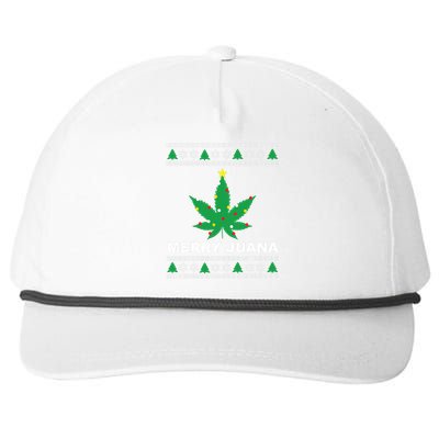 Merry Juana 420 Cannabis Weed Marijuana Ugly Christmas Snapback Five-Panel Rope Hat