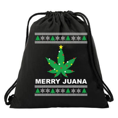 Merry Juana 420 Cannabis Weed Marijuana Ugly Christmas Drawstring Bag