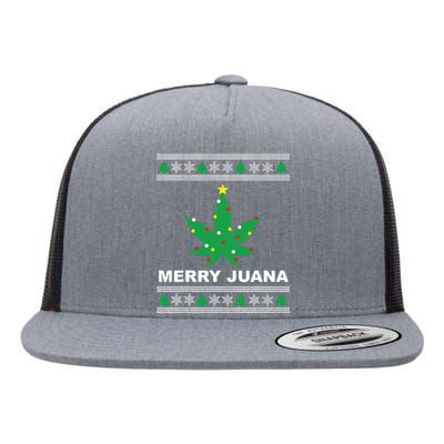 Merry Juana 420 Cannabis Weed Marijuana Ugly Christmas Flat Bill Trucker Hat