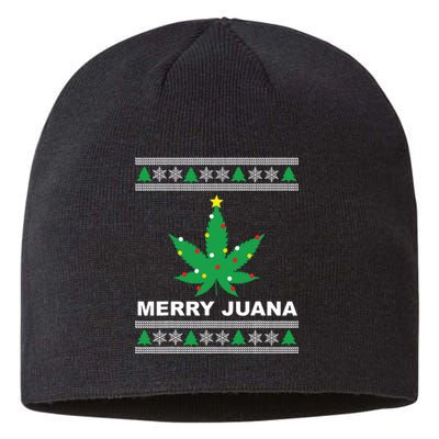 Merry Juana 420 Cannabis Weed Marijuana Ugly Christmas Sustainable Beanie