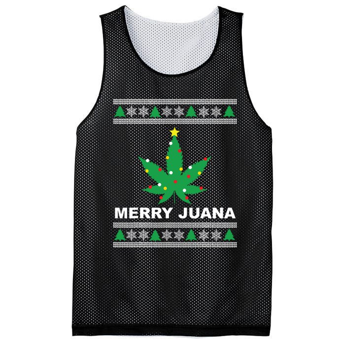 Merry Juana 420 Cannabis Weed Marijuana Ugly Christmas Mesh Reversible Basketball Jersey Tank